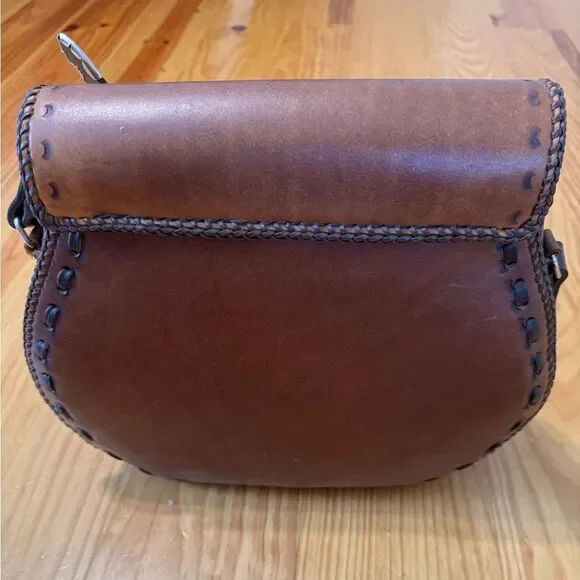 Vintage Handmade Tooled Leather Eagle Bird Saddlebag Shoulder Purse Western - Picture 11 of 16